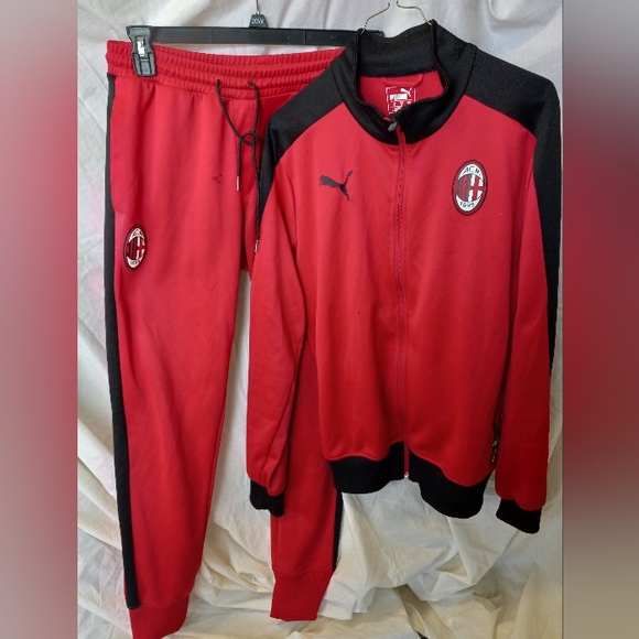 AC Milan Men's T7 Track Jacket Red and Black Size M - Picture 6 of 7
